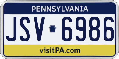 PA license plate JSV6986