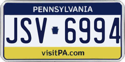 PA license plate JSV6994