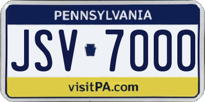 PA license plate JSV7000