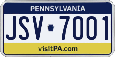 PA license plate JSV7001