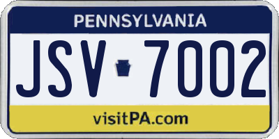 PA license plate JSV7002