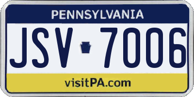 PA license plate JSV7006
