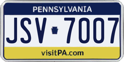PA license plate JSV7007