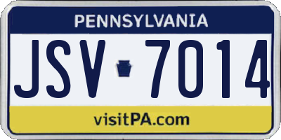 PA license plate JSV7014