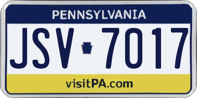 PA license plate JSV7017