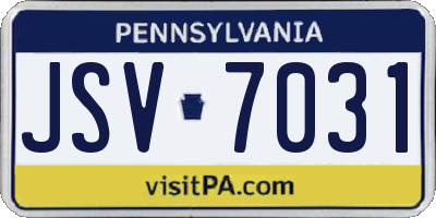 PA license plate JSV7031