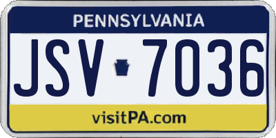 PA license plate JSV7036