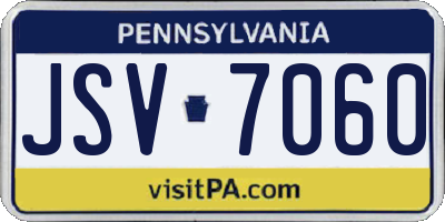 PA license plate JSV7060