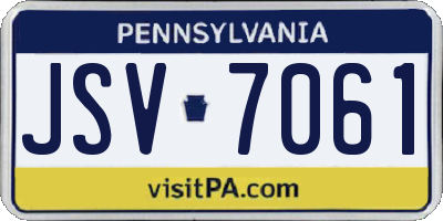 PA license plate JSV7061