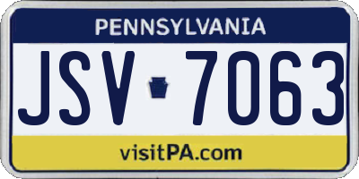 PA license plate JSV7063