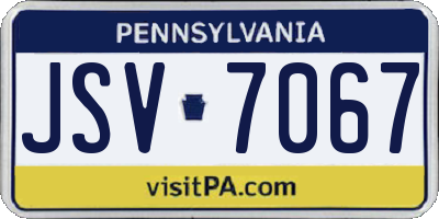PA license plate JSV7067