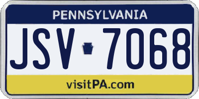 PA license plate JSV7068