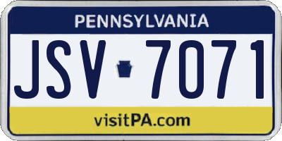 PA license plate JSV7071