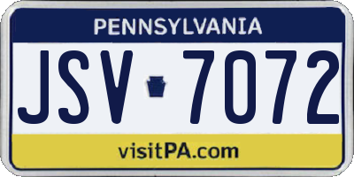 PA license plate JSV7072