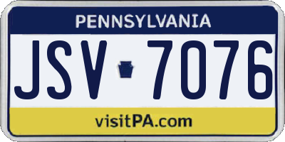 PA license plate JSV7076