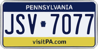 PA license plate JSV7077