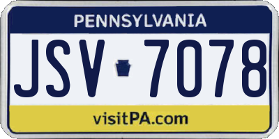 PA license plate JSV7078