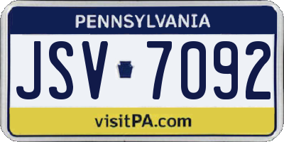 PA license plate JSV7092