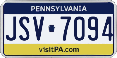 PA license plate JSV7094