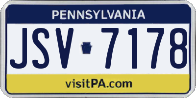 PA license plate JSV7178