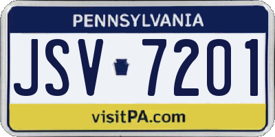 PA license plate JSV7201