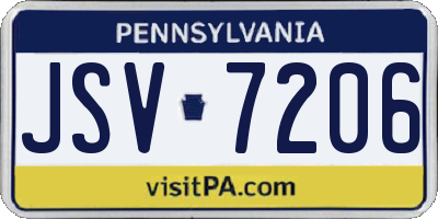 PA license plate JSV7206