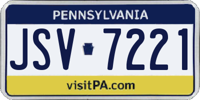 PA license plate JSV7221