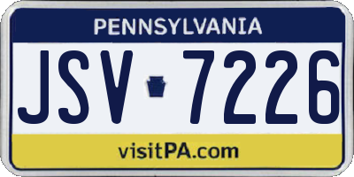 PA license plate JSV7226