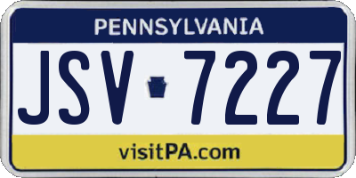 PA license plate JSV7227