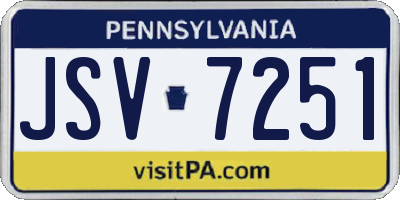 PA license plate JSV7251