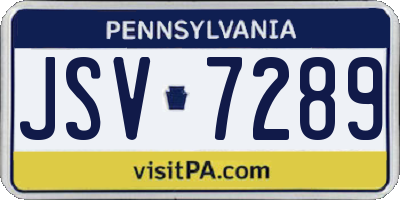 PA license plate JSV7289