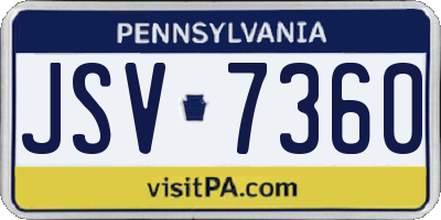 PA license plate JSV7360