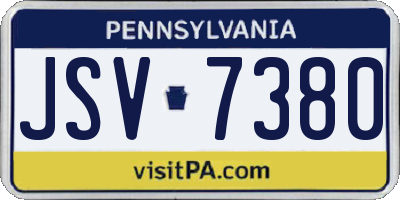 PA license plate JSV7380