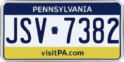 PA license plate JSV7382