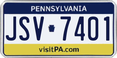 PA license plate JSV7401