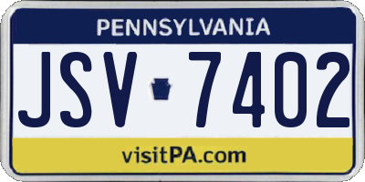 PA license plate JSV7402