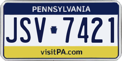 PA license plate JSV7421