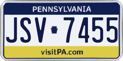 PA license plate JSV7455