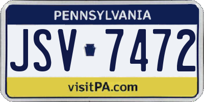 PA license plate JSV7472