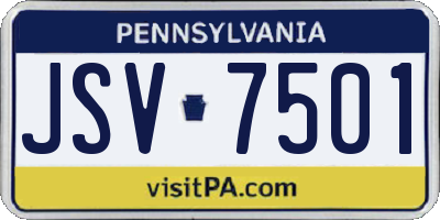 PA license plate JSV7501
