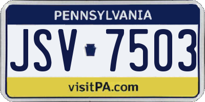 PA license plate JSV7503