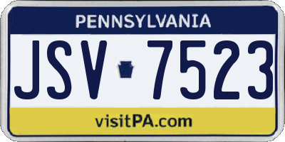 PA license plate JSV7523