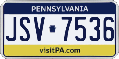 PA license plate JSV7536