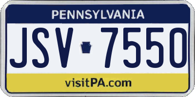 PA license plate JSV7550