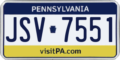 PA license plate JSV7551