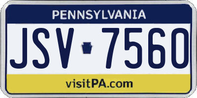 PA license plate JSV7560