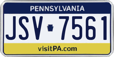 PA license plate JSV7561