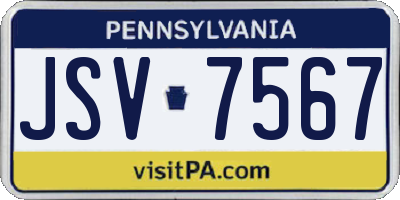 PA license plate JSV7567