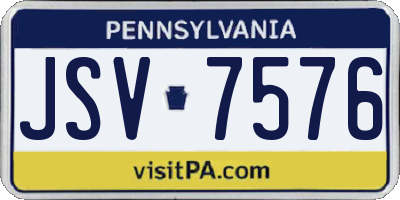 PA license plate JSV7576