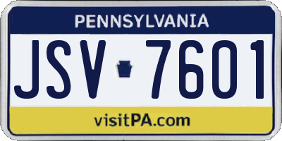 PA license plate JSV7601
